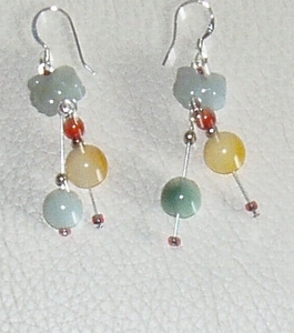 Boucle d`oreille jade cochon bonheur