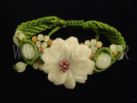 Bracelet jade grande fleur