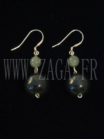 Boucles d`oreille jade boules vertes