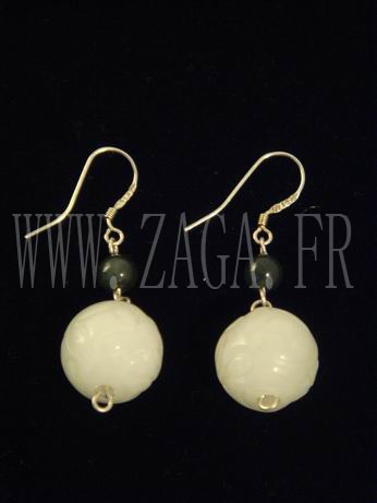 Boucles d`oreille jade boules de dragon