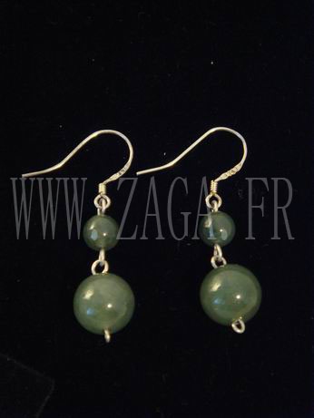 Boucles d`oreille jade boules vertes
