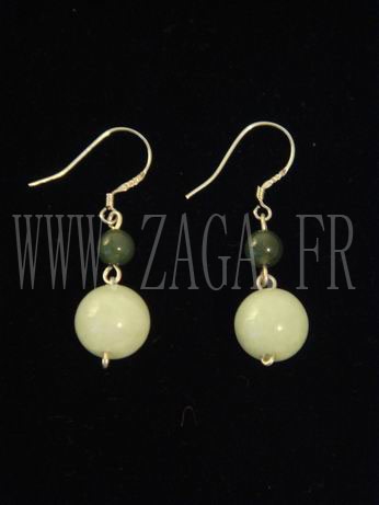 Boucles d`oreille jade boules blanches