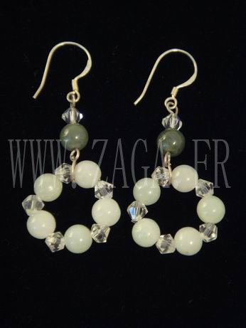 Boucles d`oreille jade cercles de boules