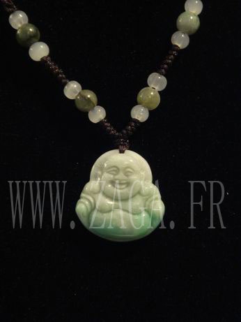 Collier jade imp&eacute;rial bouddha de bonheur