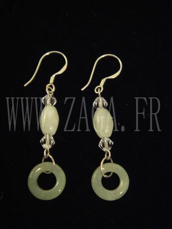 Boucles d`oreille jade cercles verts