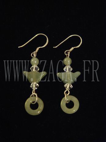 Boucles d`oreille jade cercles verts