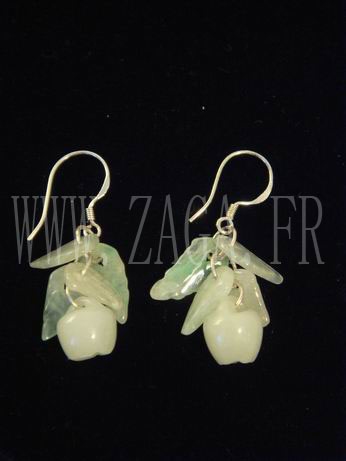 Boucles d`oreille jade pommes