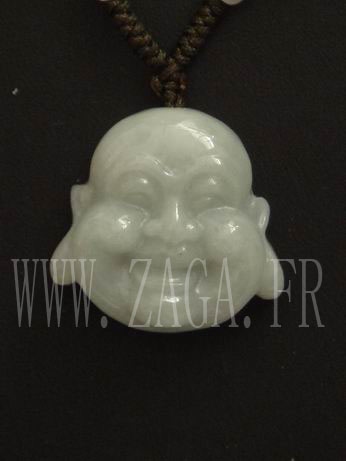 Collier jade t&ecirc;te du bouddha de bonheur