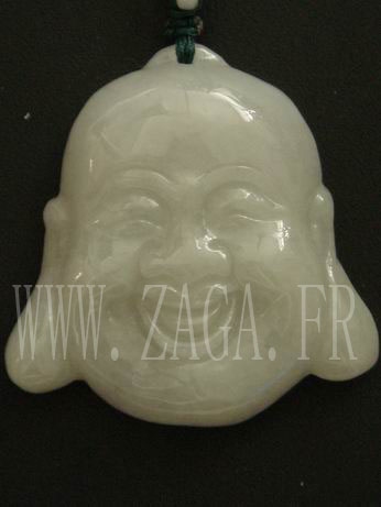 Collier jade t&ecirc;te du bouddha de bonheur