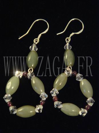 Boucles d`oreille jade cercles de boules