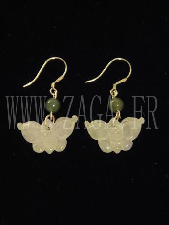 Boucles d`oreille jade papillons