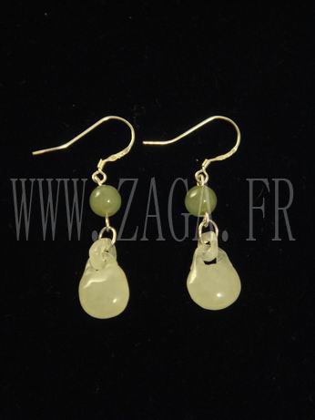 Boucles d`oreille jade serrures de protection
