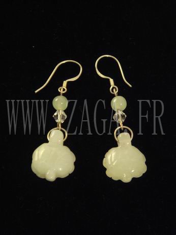 Boucles d`oreille jade tortues