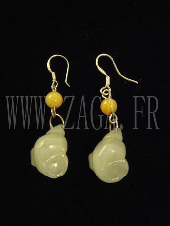 Boucles d`oreille jade escargots