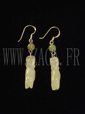 Boucles d`oreille jade mains de bouddha