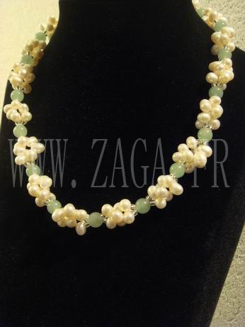 Collier perles de culture et jade