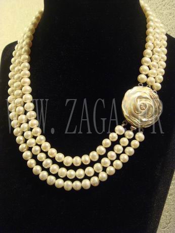 Collier perles de culture trois rangs