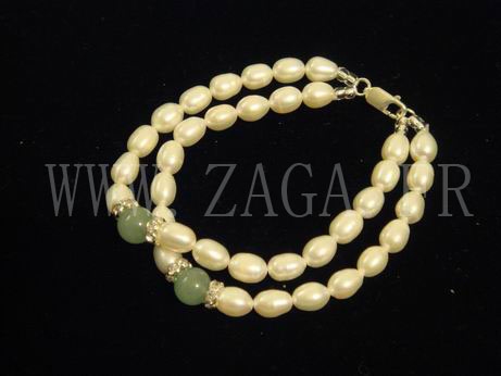 Bracelet perles de culture et jade