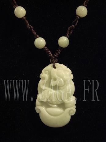 Collier jade signe chinois tigre