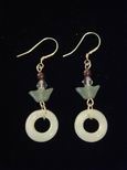 Boucles d`oreille jade cercles blancs