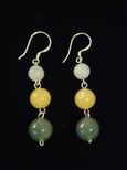 Boucles d`oreille jade boules tricolores