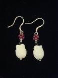Boucles d`oreille jade fleurs de lotus