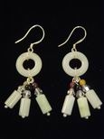 Boucles d`oreille jade cercles blancs