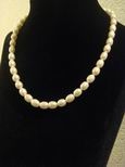 Collier perles de culture ovales blanches 8-9mm