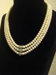 Collier perles de culture et jade trois rangs