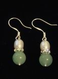 Boucles d`oreille perles de culture et jade