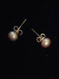 Boucles d`oreille perles de culture 5,5mm roses fonc&eacute;s